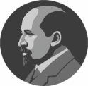 A black and white stylized digital drawing of W.E.B. Du Bois in profile